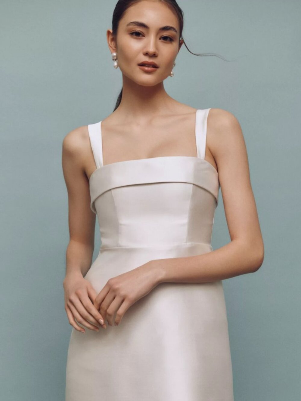 BHLDN Sleeveless Square-Neck Taffeta A-Line Mini Dress - Picture 4 of 9